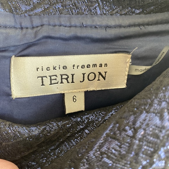 Rickie Freeman x Teri Jon Jacquard Blue Metallic Cocktail Dress Size 6 READ - Picture 4 of 15